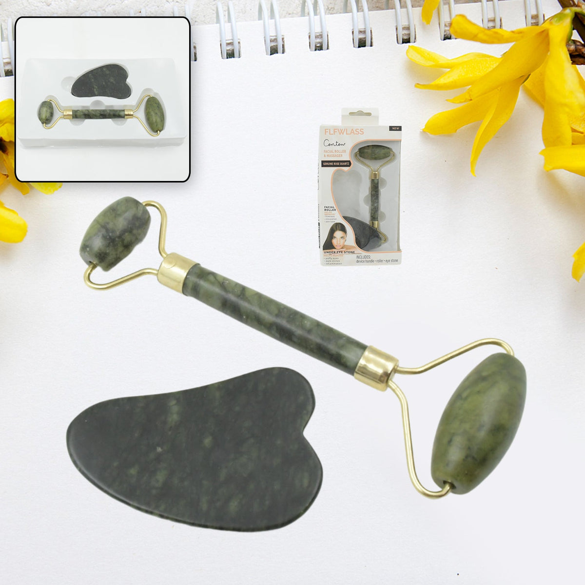 Jade Roller & Gua Sha Set – Natural Face Massager for Anti-Aging, Glowing Skin & Face Shaping