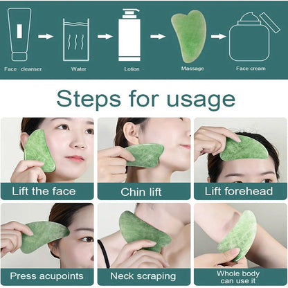 Jade Roller & Gua Sha Set – Natural Face Massager for Anti-Aging, Glowing Skin & Face Shaping
