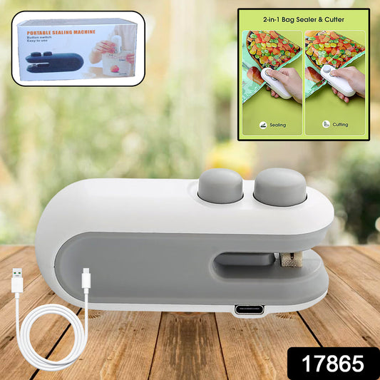Mini Bag Sealer 2 In 1 Seal Cutter Heat Sealers Type-c Usb Charging Portable Bag Reseller Handle Food Sealer Sealing Machine For Food Storage Plastic Bags Snacks Keep Food Fresh