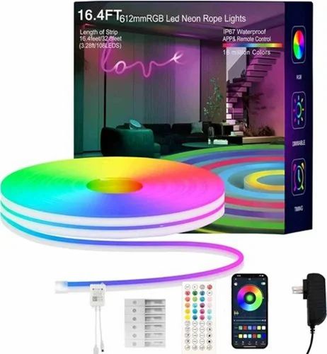 Neon Rope Lights, Rgb Led Strip Lights App Control Smart Neon Strip Lights Music Sync Rgb Lights